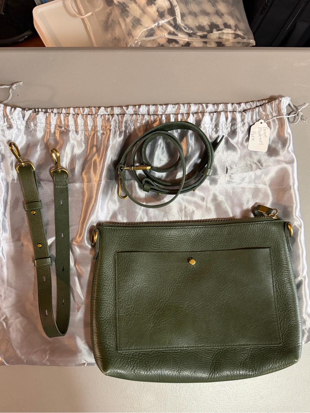Olive Green Madewell Transport Leather Crossbody Bag